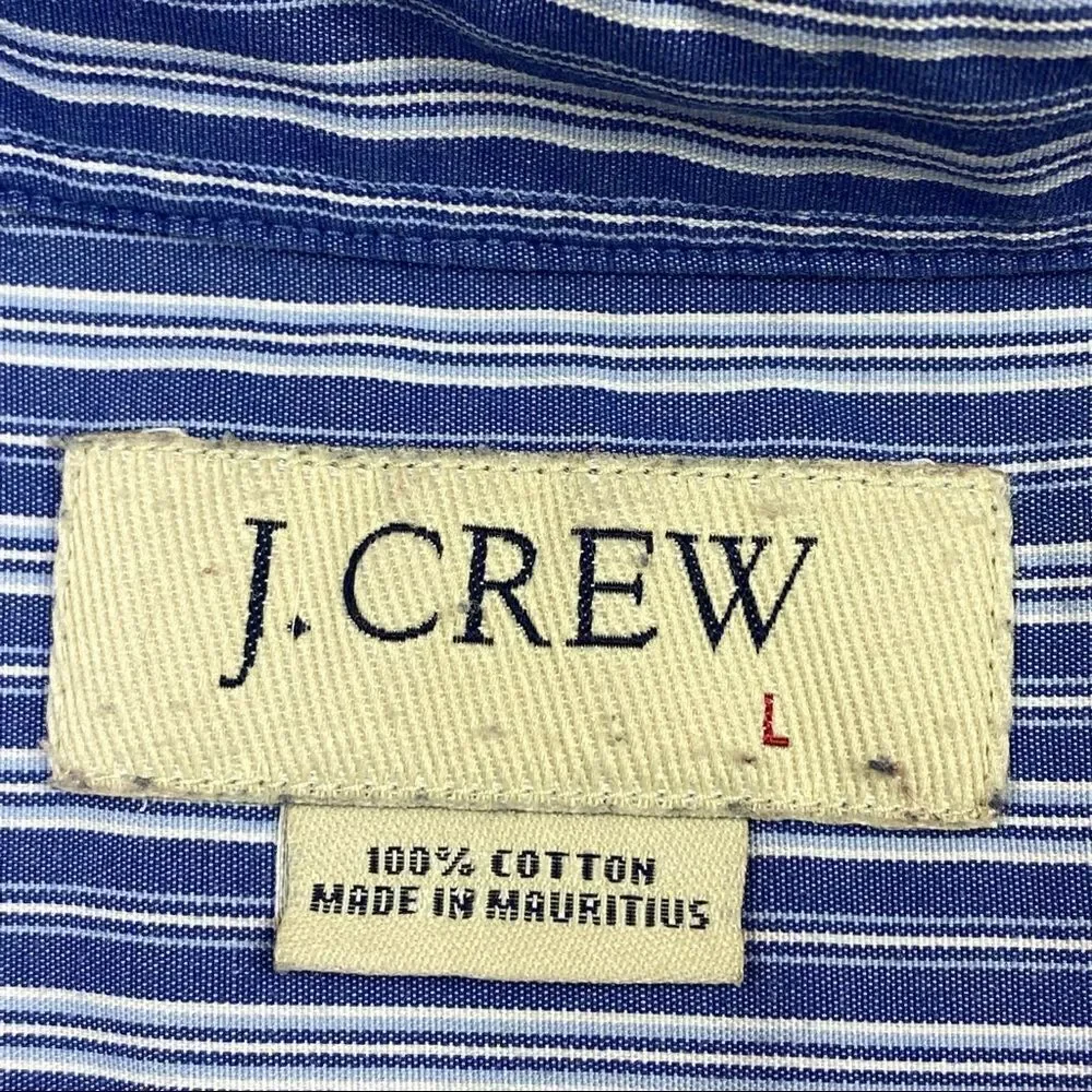 Vintage J. Crew‎ Striped Long Sleeve Button Front Shirt Blue White Large